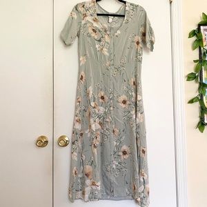 H&M Spring Floral Button Up Maxi Dress